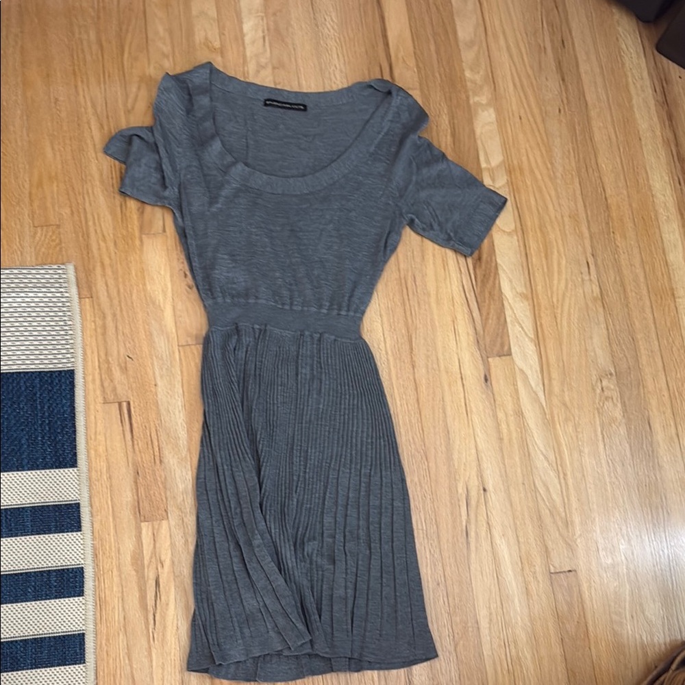 Vintage Balenciaga Knits Gray Silk Cashmere Pleated Mini Dress